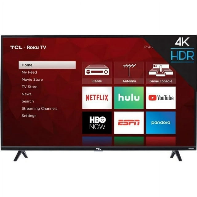 Restored TCL 43" Class 4K Ultra HD (2160P) Roku Smart LED TV (43S425-B) (Refurbished)