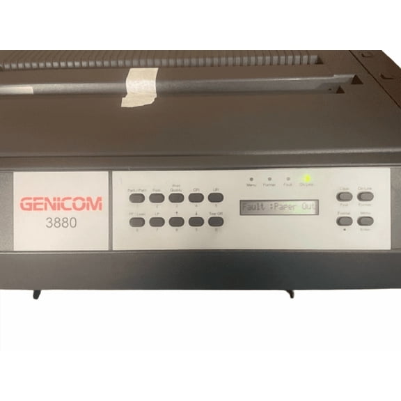 Restored TallyGenicom Genicom 3880 Dot Matrix Printer – 18-Pin Serial/Parallel, 800-960 CPS, Dual Paper Paths, Heavy-Duty Forms Handling, P/N: 3880D0200-CA