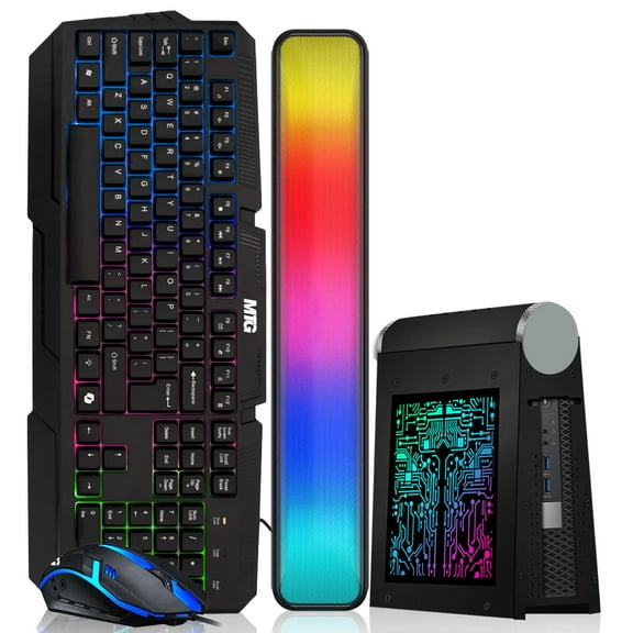 Restored TechMagnet CyberCube Mini PC Bundle – Intel Core i7 4th Gen,8GB RAM,1TB SSD,RGB Keyboard with Copilot,RGB Mouse,Soundbar,WiFi+Bluetooth,Windows 11 Pro