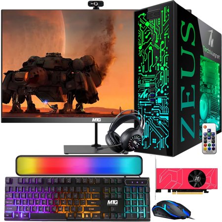 Restored TechMagnet Gaming Desktop PC, Intel i5 4th Gen, Zeus Pro 4, AMD RX 6400, 8GB RAM ARGB, 1TB SSD + 4TB HDD, 24 Inch Monitor, RGB Front Panel 385 Patterns, RGB Kit, Win 10 Pro (Refurbished)