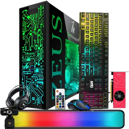 Restored TechMagnet Gaming Desktop PC, Intel i5 4th Gen, Zeus Pro 4, AMD RX 6400, 8GB RAM ARGB, 1TB SSD + 4TB HDD, RGB Front Panel 385 Patterns, RGB Kit, Win 10 Pro (Refurbished)