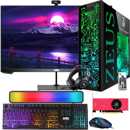 Restored TechMagnet Gaming Desktop PC, Intel i5 4th Gen, Zeus Pro 4, AMD RX 6400, 8GB RAM ARGB, 256GB SSD + 2TB HDD, 27 Inch Monitor, RGB Front Panel, RGB Kit, Win 10 Pro (Refurbished)