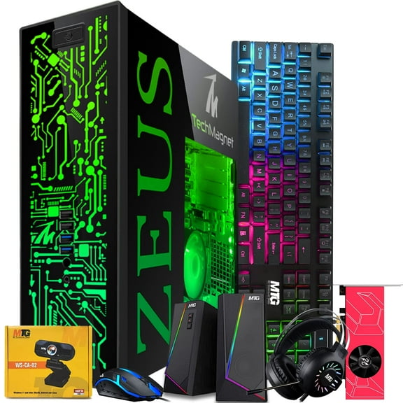 Restored TechMagnet Gaming Desktop PC,Intel i7 6th Gen,Zeus Pro 6,AMD RX 6400,8GB RAM ARGB,512GB SSD+2TB HDD,RGB Front Panel,RGB Kit,Windows 11 Pro