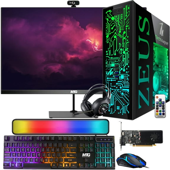 Restored TechMagnet Gaming Desktop PC,Intel i7 6th Gen,Zeus Pro 6,GT 1030 2GB DDR5,8GB RAM ARGB,256GB SSD+1TB HDD,22 Inch Monitor,RGB Kit,Windows 11 Pro