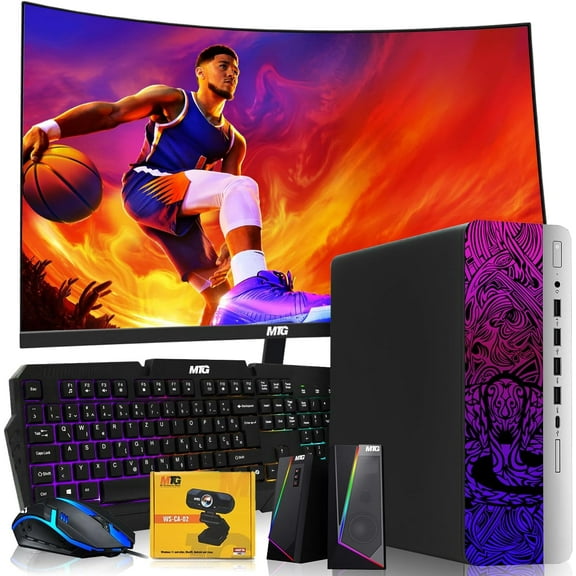 Restored TechMagnet HP Regular Cobra Edition Desktop–Intel Core i5|16GB DDR4 Ram|512GB SSD|New 24 Inch Curved Monitor Windows 11