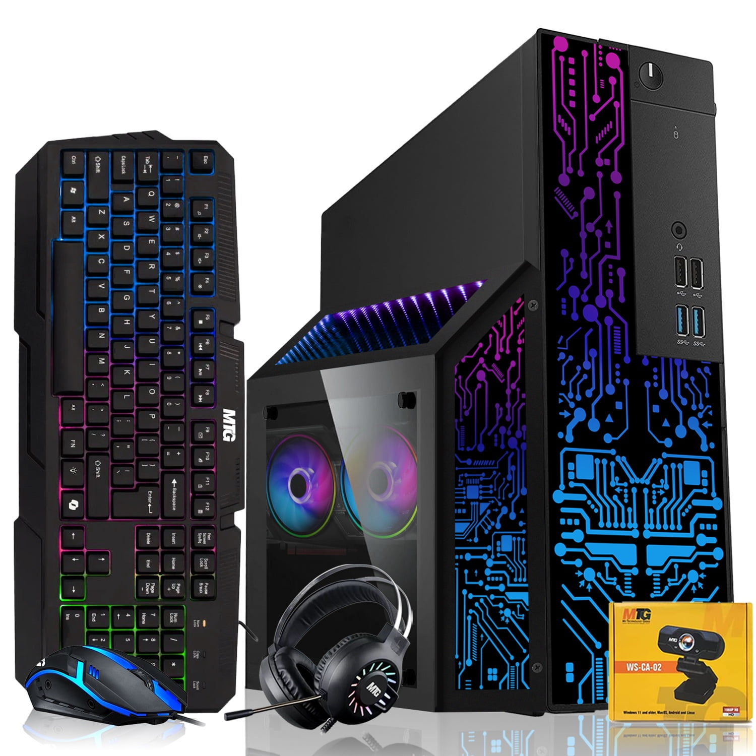 Restored Nova Gaming Desktop PC Bundle with Core i7 32GB RAM 1TB SSD RTX 3060 RGB