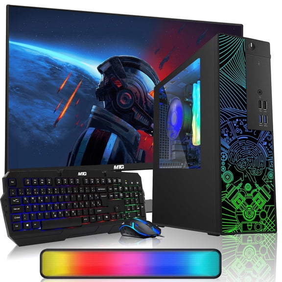 Restored TechMagnet RGB Desktop Computer PC-Intel Core i5,32GB ARGB RAM,512GB SSD,27 inch Monitor with ARGB Keyboard,AI-Enabled Copilot Key Mouse and RGB Soundbar-Windows 11 Pro