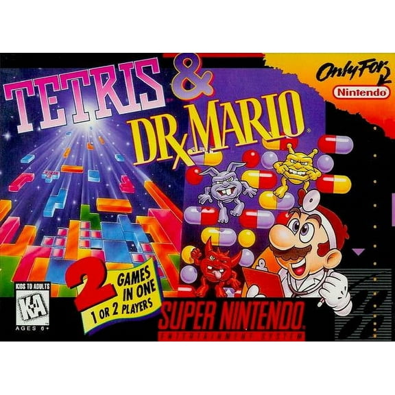 Restored Tetris & Dr Mario | Nintendo SNES (Refurbished)