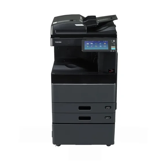 Restored Toshiba E-Studio 4508A Monochrome A3/A4 Laser Multi-Function Printer – 45 ppm, Print/Copy/Scan, Auto Duplex, Network, 2 Trays with Stand