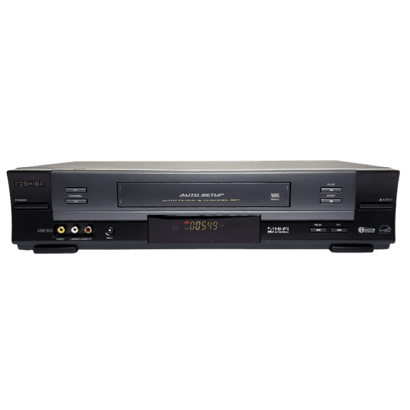Restored Toshiba W-614 Hi-Fi Stereo 4 Head VHS VCR Player w/ Original Remote, Manual, A/V Cables & HDMI Converter (Refurbished)