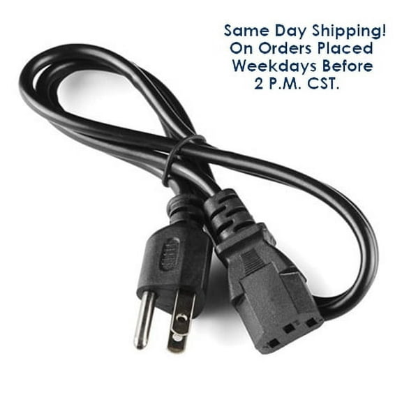 Restored Universal Desktop Computer Power Cable ( Universal Fit ) 3 Prong 5Ft - 1 Year Warranty