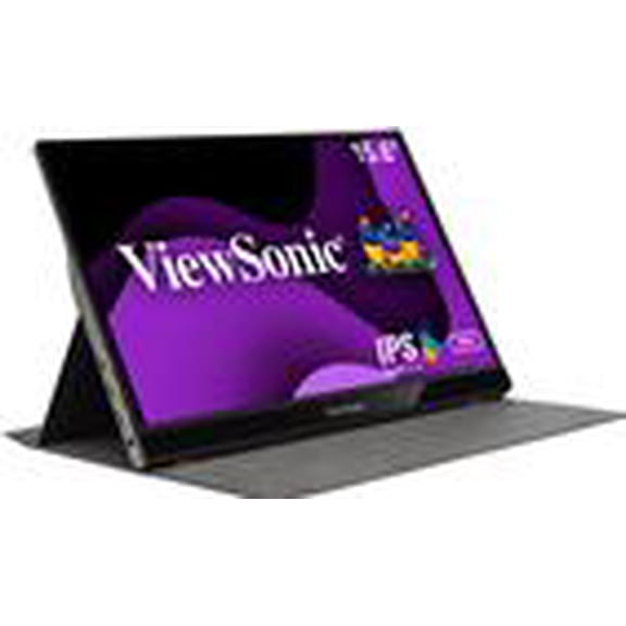 Restored ViewSonic VG1655 15.6 Inch 1080p Portable Monitor with 2 Way Powered 60W USB C, IPS, Eye Care, Dual Speakers, Built-in Stand with Magnetic Cover