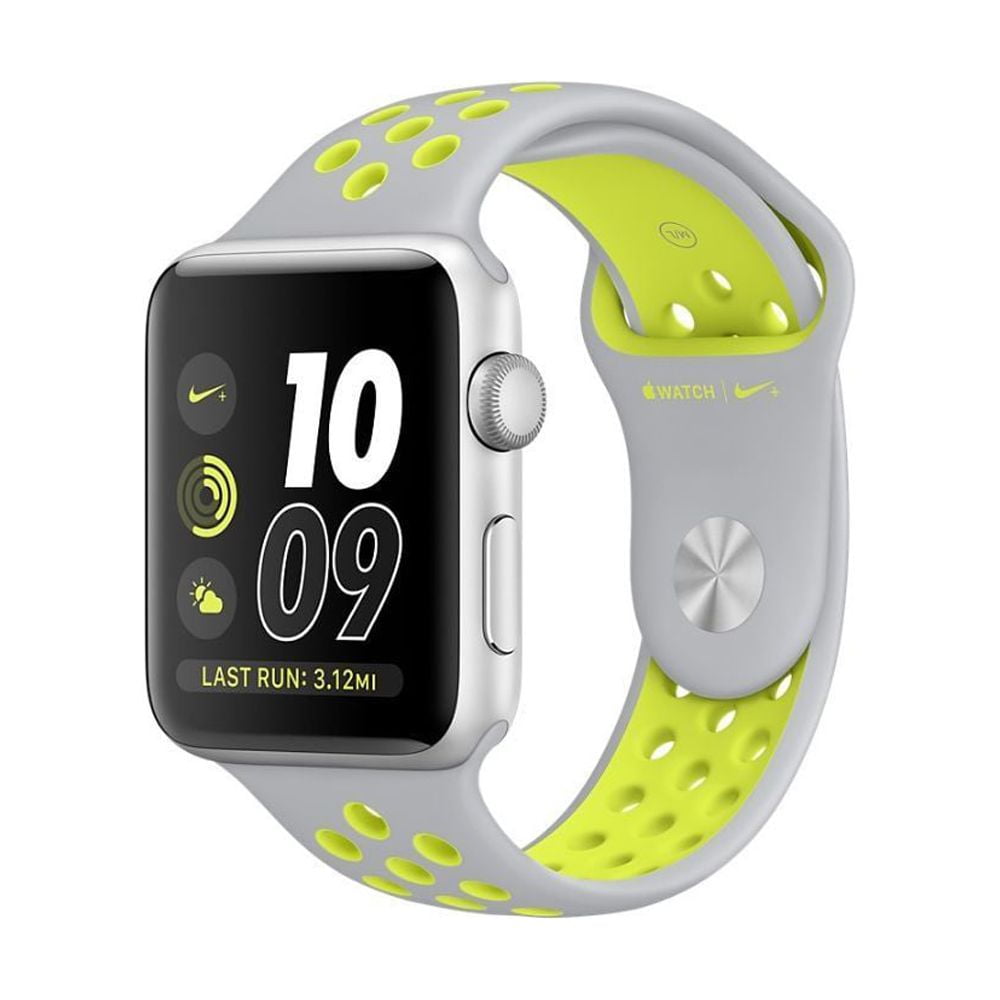 Restored Watch Nike+ Series 2 38mm Apple Silver Aluminum Case Silver/Volt  Nike Sport Band MNYP2LL/A (Refurbished)