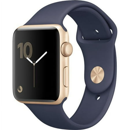 Restored Apple Watch Series 2 (GPS, 42mm) - Apple Gold Aluminum Case - Midnight Blue Sport Band (Refurbished)