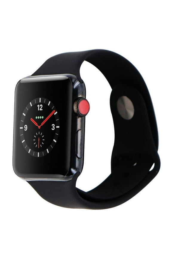 Restored Apple Watch Series 3 (GPS + Cellular, 42mm) - Space Black Stainless Steel Case - Black Sport Band (Refurbished)