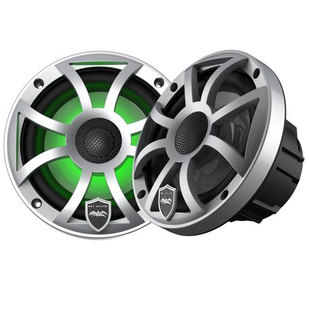 Restored Wet Sounds REVO 6-XSS Silver Open XS Grille 6.5 Inch Marine LED Coaxial Speakers (pair) (Refurbished)