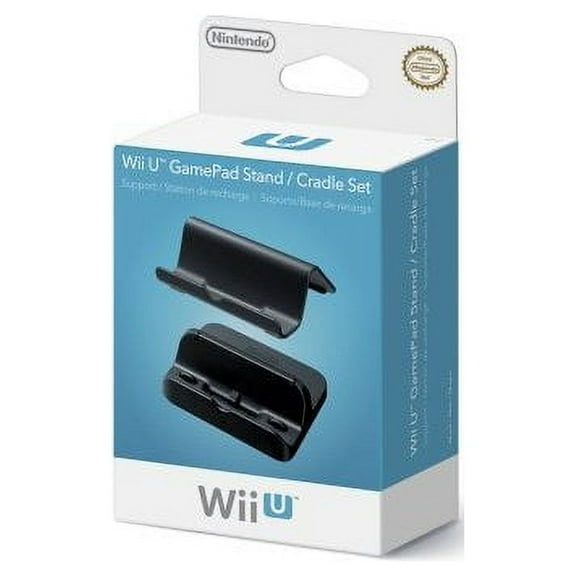 Restored Wii U Gamepad Stand/cradle Set Black (Refurbished)