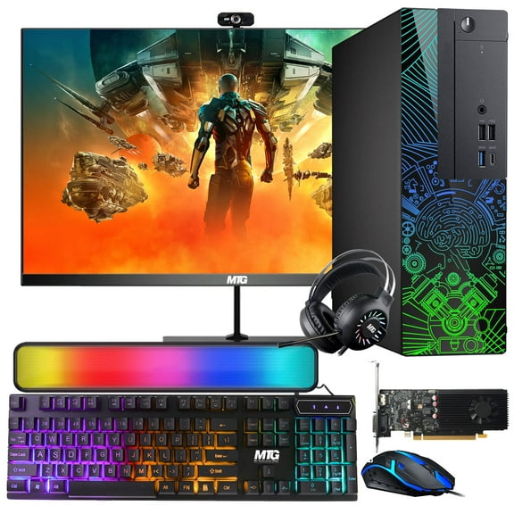 Restored Lumos 8 Gaming Desktop PC,Intel Core i7 7th Gen,16GB RAM,2TB HDD,AMD RX 550 4GB GDDR5 Graphics Card,24 Inch 75hz Monitor,PCI-E Bluetooth|Wi-Fi,RGB Kit,Windows 11 Pro