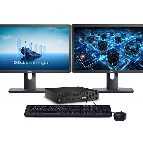 Restored Windows 11 Dell Micro PC | Hexa-Core i5 9th gen CPU | 32GB RAM | 1TB SSD | Dual 22" LCD's | (Refurbished)