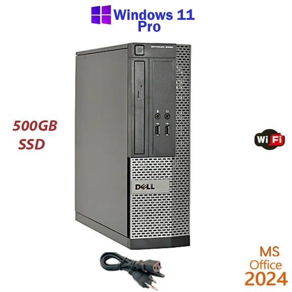 Restored Windows 11 Dell i5 3.2 ghz 16GB RAM 500GB SSD WiFi Desktop Computer PC Office24 (Refurbished)