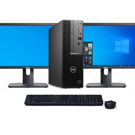Restored Windows 11 Desktop Computer Dell 7010 SFF | 14-Core i5-13500 CPU | 16GB RAM | 128GB SSD | Dual 22" LCD's | Home or Office PC (Refurbished)