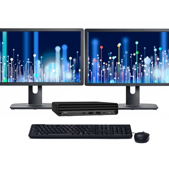 Restored Windows 11 Desktop Computer HP 600 G6 Micro | Core i5-10500T (2.3 GHz) CPU | 8GB RAM | 256GB SSD | Dual 22" LCD's | Home or Office PC (Refurbished)