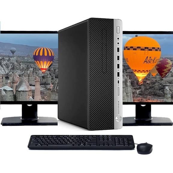 Restored Windows 11 HP EliteDesk 800 G5 SFF PC | Octa-Core i7 9th gen CPU | 8GB RAM | 256GB SSD | Dual 22" LCD's | (Refurbished)