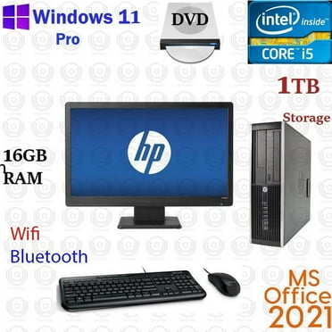 Restored Windows 11 HP i5 3.2 ghz 1TB 16GB RAM 22" LCD WiFi Desktop Computer PC Office21 (Refurbished)
