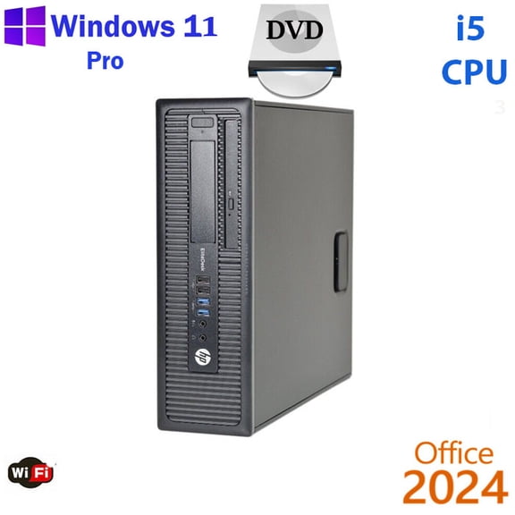 Restored Windows 11 HP i5 3.2 ghz 500GB SSD 16GB RAM WiFi Desktop Computer PC Office24 Refurbished