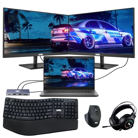 Restored Windows 11 Home, 13.3 Inch Laptop FHD, Intel Core i5-8350U, 8GB RAM, 256GB SSD, 2 x 27 Inch 165Hz Gaming, Built in Webcam, (Refurbished)