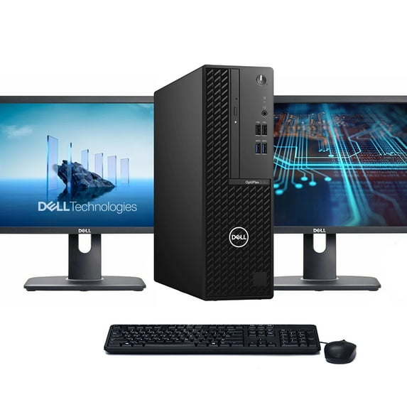 Restored Windows 11 Pro Dell Desktop Computer | Octa-Core i7 11th gen CPU | 8GB RAM | 256GB SSD | Dual 22" LCD's | (Refurbished)
