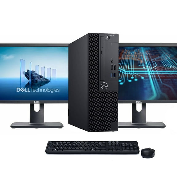 Restored Windows 11 Pro Dell OptiPlex Desktop Computer | Hexa-Core i5 9th gen CPU | 8GB RAM | 256GB SSD | Dual 22" LCD's | Home or Office PC (Refurbished)