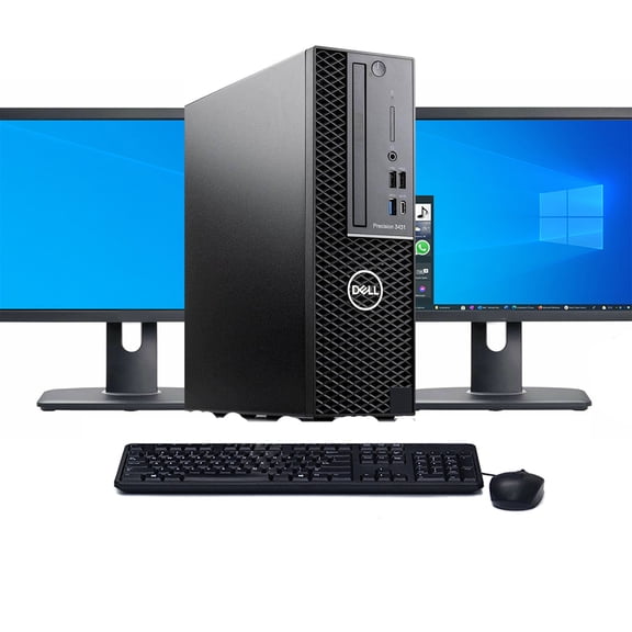 Restored Windows 11 Pro Dell Precision 3431 Workstation Desktop PC | 8-Core i7 9th gen 3GHz CPU | 32GB RAM | 1TB SSD | Dual 22" LCD's | (Refurbished)