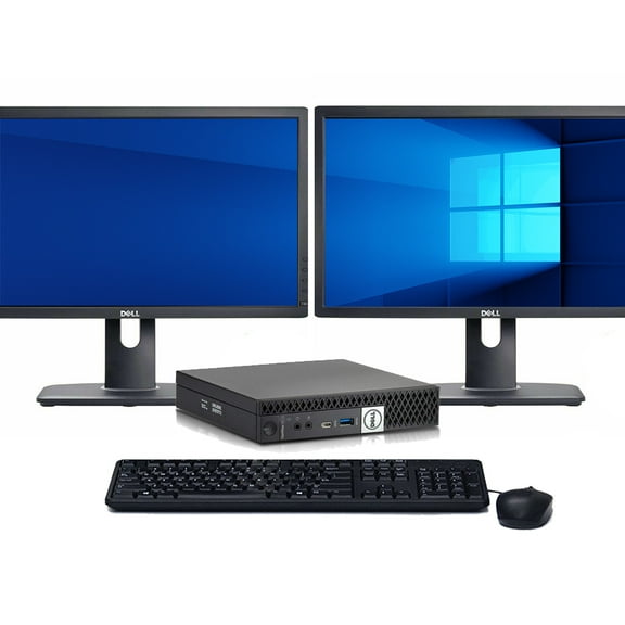 Restored Windows 11 Pro Desktop Computer Dell 7060 Mini | Intel Hexa Core i5-8500T CPU | 8GB RAM | 1TB SSD | Dual 22" LCD's | Home or Office PC (Refurbished)