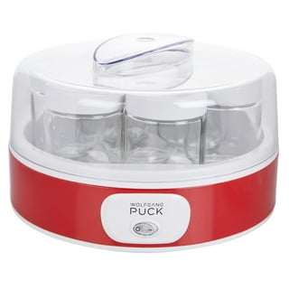 Cuisipro 6 Ounce Yogurt Maker Glass Jars, 4 Piece Set- Red