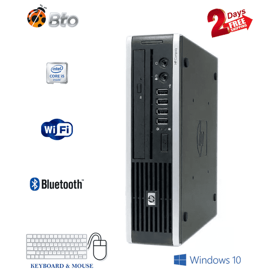 Restored Work from home Ultra Slim HP 8200 Desktop USFF Mini Computer Intel Core i5 Processor 4GB Ram, 500GB HDD, Bto WiFi Adapter, Bluetooth, Windows 10 PC (Refurbished)