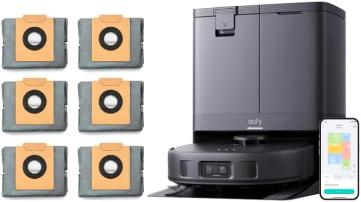 Restored eufy X10 Pro Omni Robot Vacuum and Mop Combo, Incredible Suction, Dual Mops with 12 mm Auto-Lift and Carpet Detection, AI Obstacle Avoidance and 6-Pack Large Capacity Dust Bags
