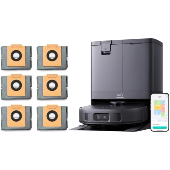 Restored eufy X10 Pro Omni Robot Vacuum and Mop Combo, Incredible Suction, Dual Mops with 12 mm Auto-Lift and Carpet Detection, AI Obstacle Avoidance and 6-Pack Large Capacity Dust Bags