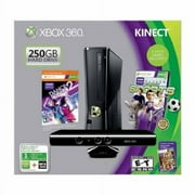 Restored Microsoft Xbox 360 250GB with Kinect Holiday Value Bundle, Black