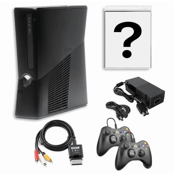 Restored Xbox 360 S 4GB Game Console Black with Bonus Game and 2 Retrofam Black Controllers (Refurbished)