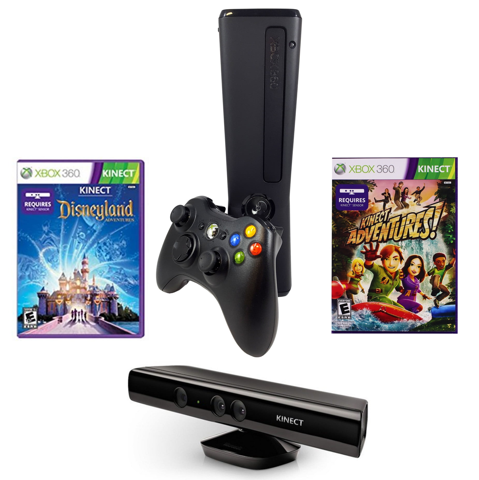 Microsoft Xbox 360 S Slim 4GB Console Bundle Kinect Controller Cords Ships  Fast!