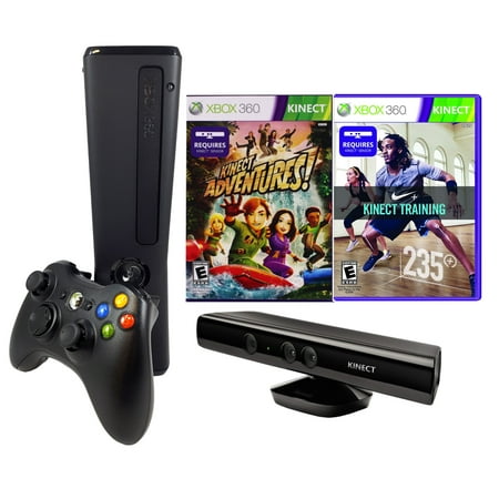 Restored Xbox 360 Slim 4GB with Kinect Sensor, Adventures, and Nike+ Bundle (Refurbished)