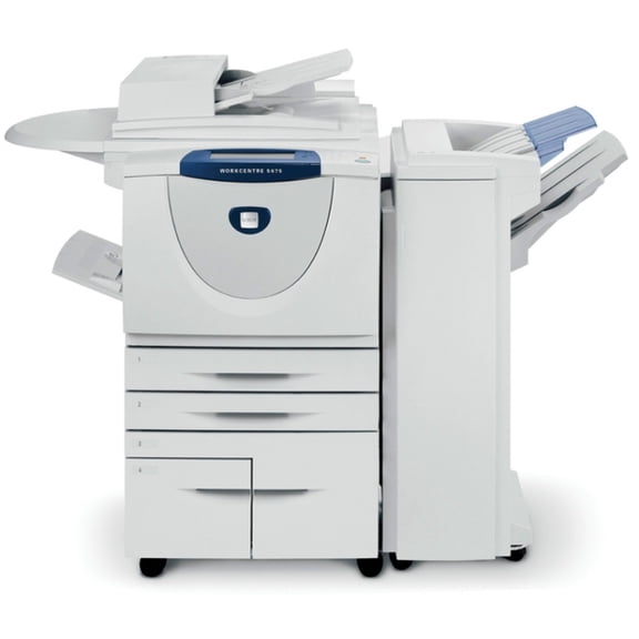 Restored Xerox WorkCentre 5675 Copier – Copy, Print, Scan, Fax, 75ppm, 11x17, Duplex, 4,700-Sheet Capacity, Stand