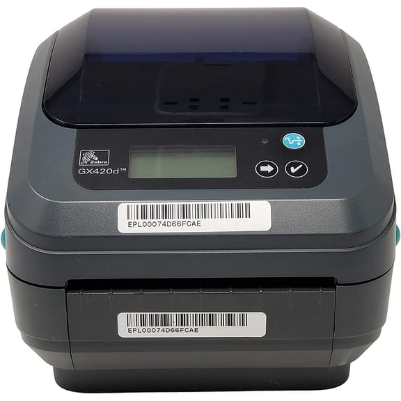Restored Zebra GX420D with Display, Thermal Label Barcode Printer, USB/Ethernet/Serial Connectivity, GX42-202410-000 (Refurbished)