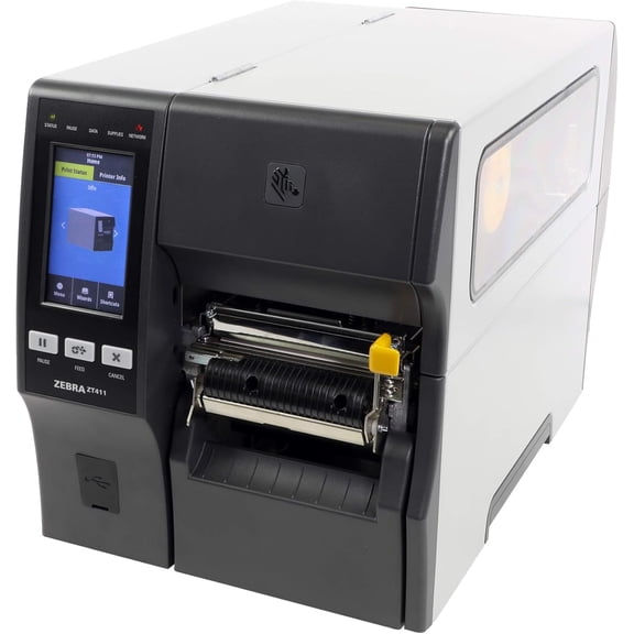 Restored Zebra ZT411 Industrial Thermal Transfer / Direct Thermal Label Printer – 203 DPI, 4-inch Print Width, USB, Serial, Ethernet, Bluetooth, Peeler & Full Rewind – ZT41142-T410000Z (Refurbished)