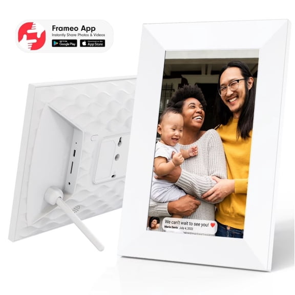 Restored onn 10 in Wi-Fi Digital Picture Frame with Frameo App, 100147212, White (Refurbished)