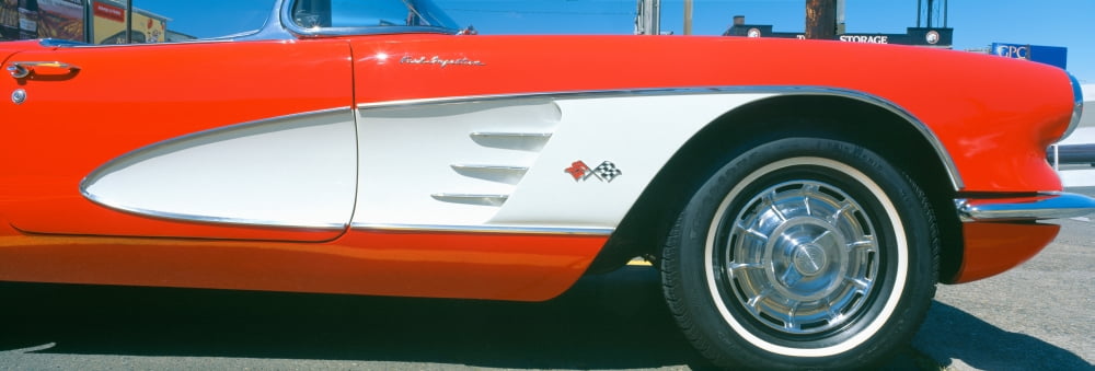 red 1959 Corvette fender close-up Portland Oregon Canvas Art - Panoramic Images (36 x 12)