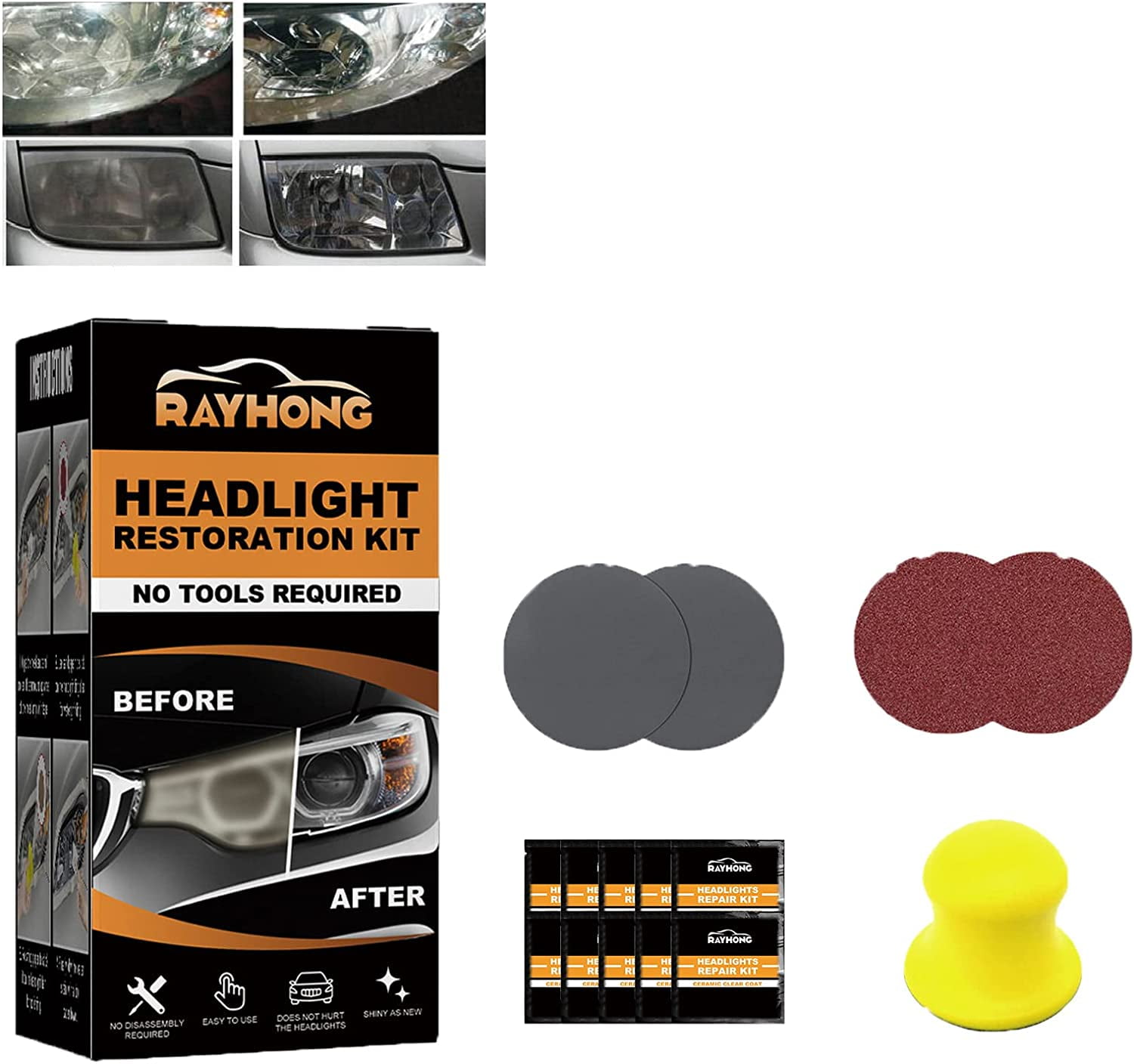 Restowipes Headlight Restoration Kit，Polish Headlights Lens Restore
