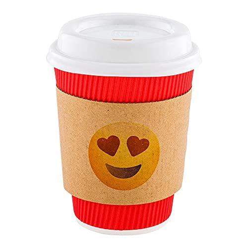 Restpresso Kraft Paper Heart Eyes Emoji Coffee Cup Sleeve - Fits 12 ...