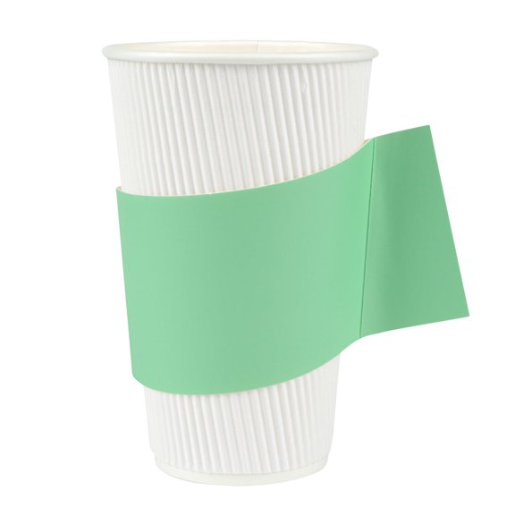 Restpresso Mint Green Paper Coffee Cup Sleeve - with Handle, Fits 12 / 16 / 20 oz Cups - 50 count box